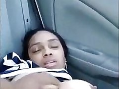 Horny indian masturbating in car with her boyfriend